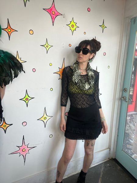 Y2K Green Animal Print Scrunch Scarf Indie Sleaze McBling Fairy Grunge