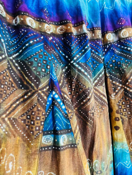 90s Y2K Rainbow – Chicos Tie-Dye Fairy Boho Grunge Cotton Silk Maxi Skirt – M