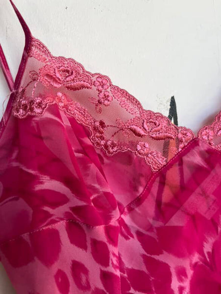 Y2K Hot Pink Sheer Abstract Floral Slip Dress Fairy Grunge | Victoria’s Secret S