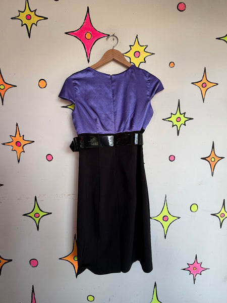 90s Y2K Purple Black Preppy Dress | Mall Goth Dark Academia Office Siren