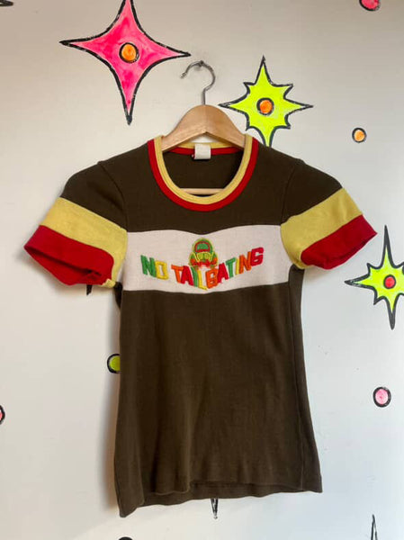 Vintage 70s “No Tailgating” Retro Ringer Tee - Retro - Child Size L - Women's S