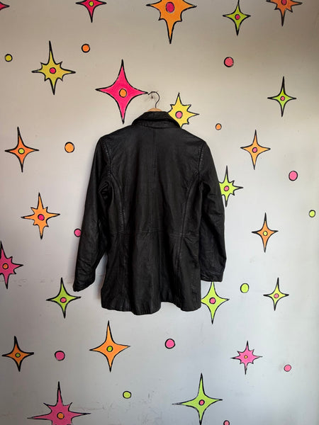 90s Y2K Leather Jacket JLC New York Grunge Goth Minimalist Rocker SM
