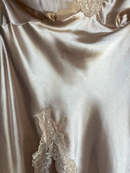 Vintage 90s Y2K Blush Pink Satin Lace Fairy Grunge Princess Mini Slip Dress M