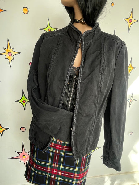 Vintage Y2K DKNY Military Jacket Black Utility Fairy Grunge Goth Streetwear L