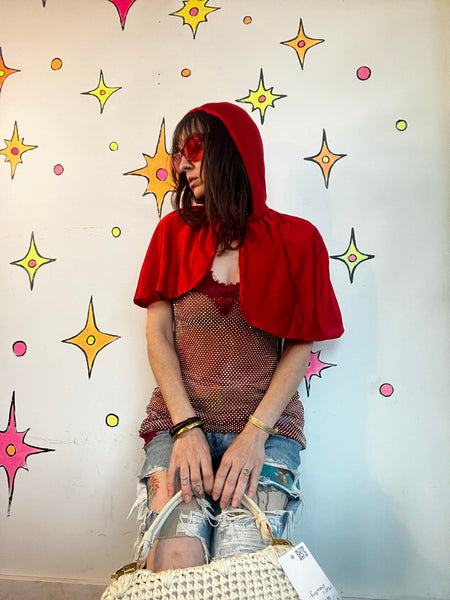 Halloween Red Hooded Vampire Cape or Little Red Riding Hood Gothic Costume