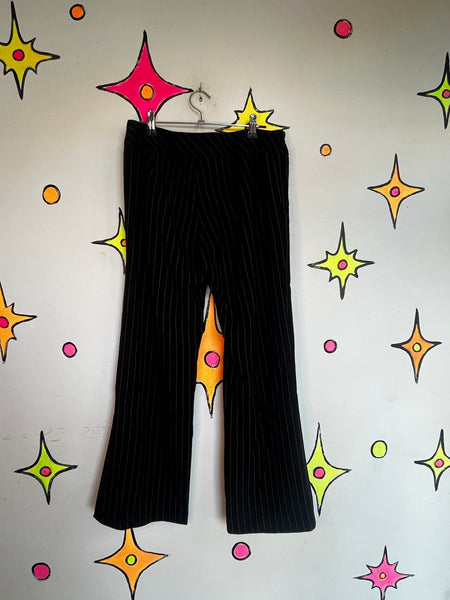 90s Y2K Pinstripe Flare Pants Low Rise Trousers Indie Sleaze Goth Grunge XS