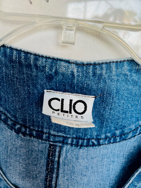 Vintage 90s Y2K Blue Denim Vest | Cropped Zip Up Grunge Utility Layering Top M