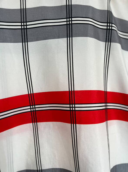 Vintage 70s 80s White & Red Plaid Secretary Blouse - Retro Statement Top - S M