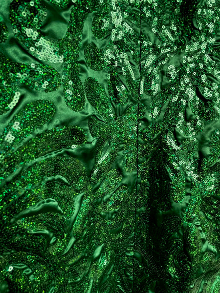 Vintage Metallic Green Glitter Disco Mens Tuxedo Smoking Jacket Sequin Blazer 3X