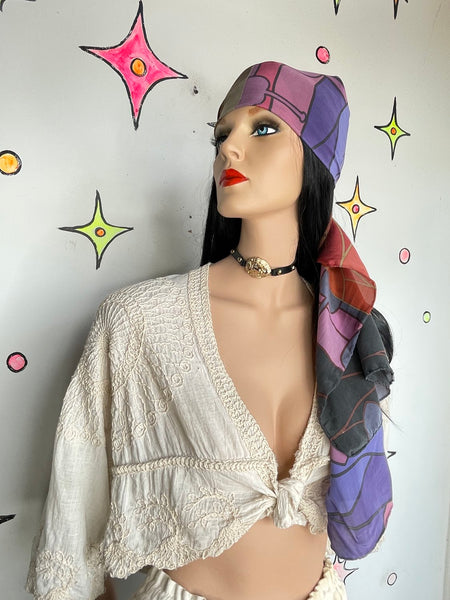 Purple & Red Silk Long Scarf | Fairy Grunge Western Gypsy 56" x 14"