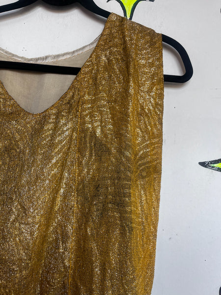 Antique 1920s Gold and Black Lace Flapper Party Dress | Gatsby Era Evening Gown