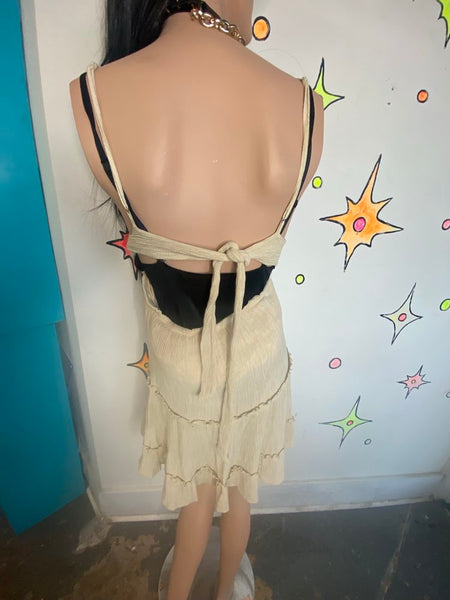 White Crochet Mini Dress Fairy Whimsy Boho Grunge Festival Dress Western XS