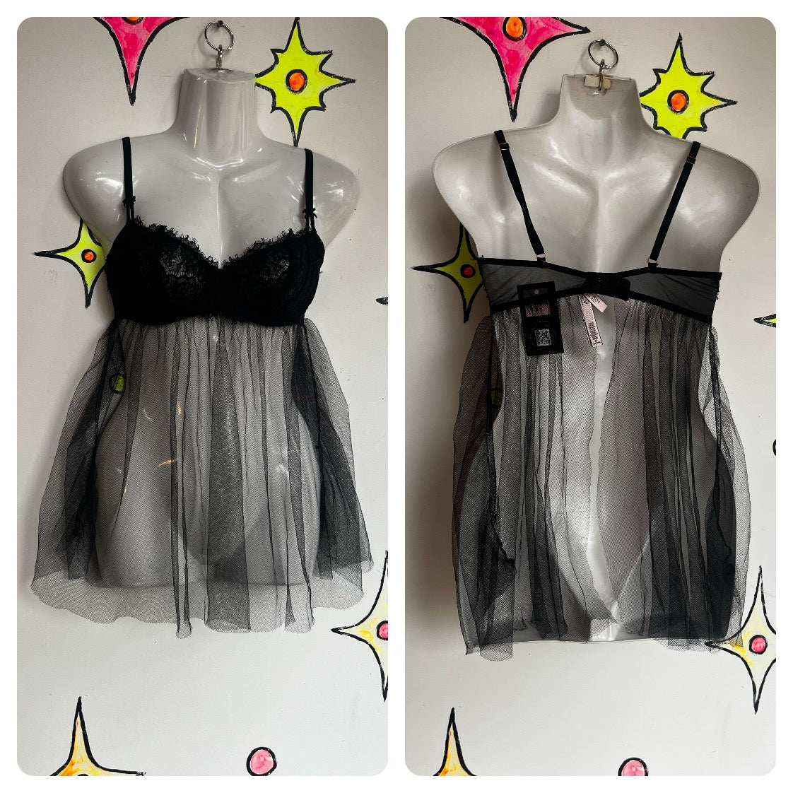 Y2K Victoria's Secret | Black Lace Sexy Fairy Goth Teddy Lingerie Bustier | M