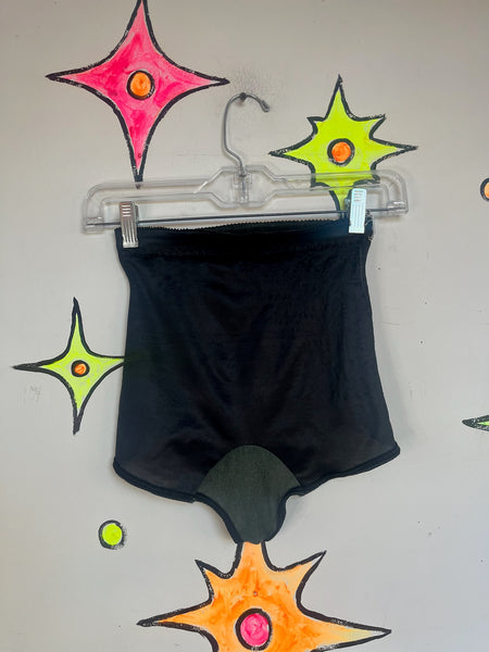Vintage 70s 80s Witchy Romantic Goth Black Nylon Hot Pants Pin Up Lingerie - M
