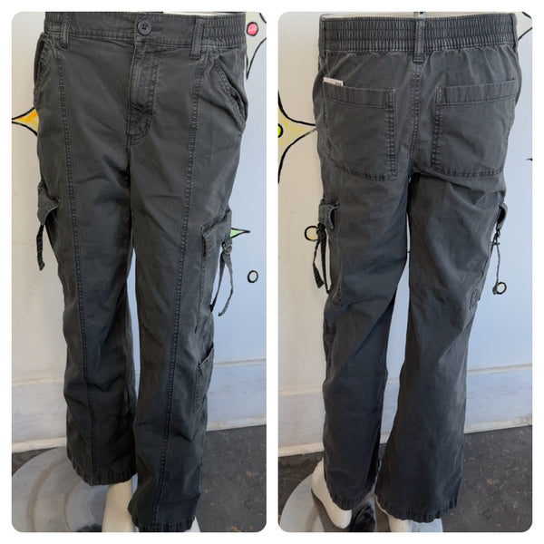 Y2K Gray Cargo Pants Utility Pocket Streetwear Grunge Fairycore Indie Sleaze – S
