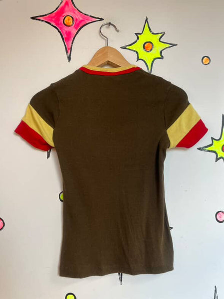 Vintage 70s “No Tailgating” Retro Ringer Tee - Retro - Child Size L - Women's S