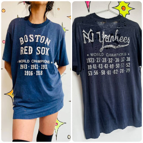Vintage Distressed Red Sox Yankees Tee Collectors Item Baseball Tee