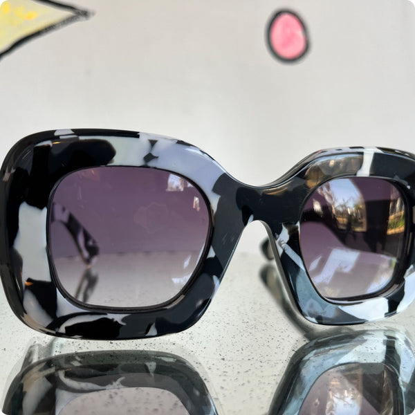 Jonathan Saunders Black White Grey Camouflage Oversized Glasses