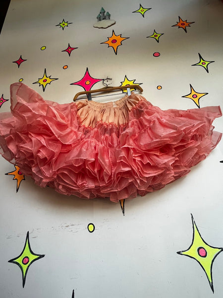 Vintage Pink Petticoat 50s Poofy Crinoline Square Dance Skirt Rockabilly Pinup S