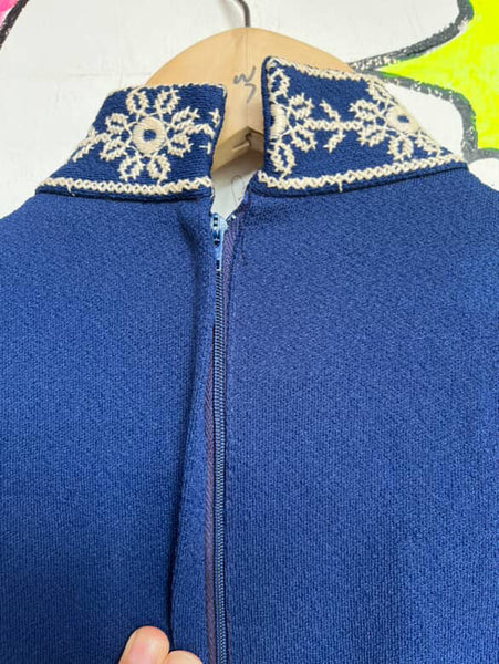 Vintage 60s Navy Micro Mini Dress - Twiggy Space Age Sears Jr Bazaar - XS/S