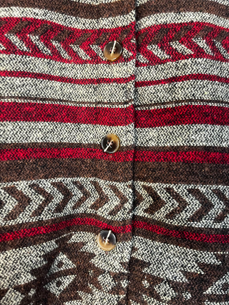 Vintage Southwestern Aztec Coat / Jacket – 90s Boho Tribal Style – Size M