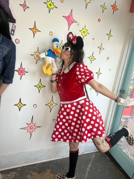 Minnie Mouse Costume Red Polka Dot Dress Disney Kawaii Cosplay Outfit – L 12/14