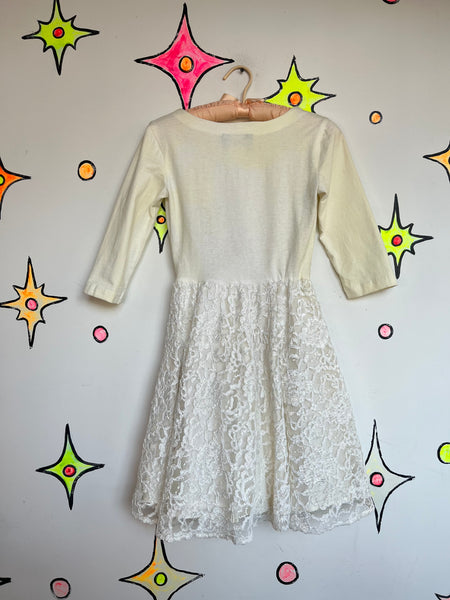 Vintage 80s White Lace Poofy Party Dress | Coquette Tulle Mini Dress Size Small