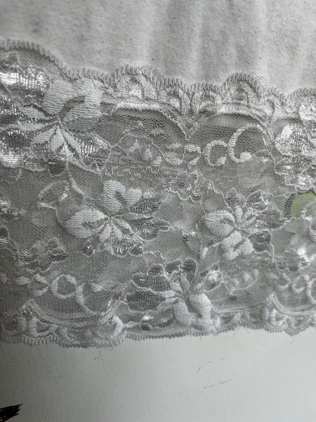 Vintage Y2K White Lace Trim Fairy Grunge Baby Doll Cami Top – Size L