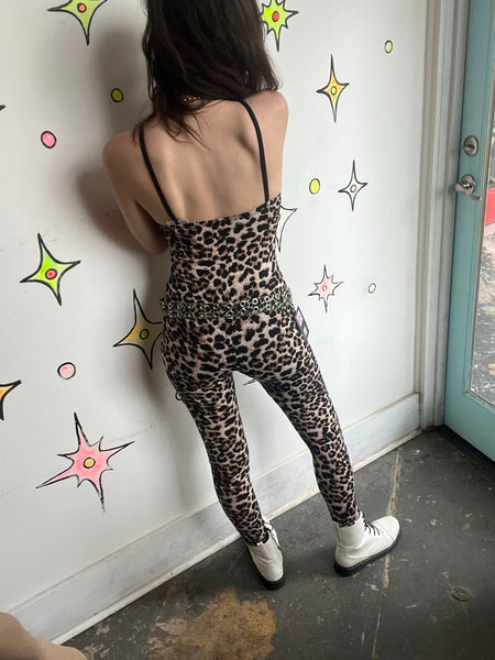 Leopard Print Catsuit Stretch Vixen Bodysuit Catwoman Cosplay Glam S