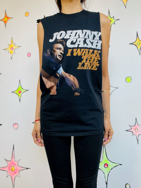 Vintage Johnny Cash Walk The Line Concert Tee | Boho Grunge Band T Shirt | S/M