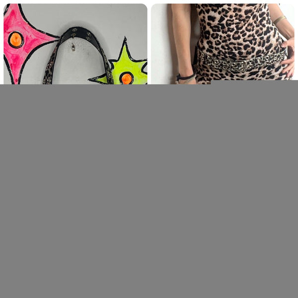 Y2K Faux Leopard Grommet Belt Double Prong Glam Grunge McBling M