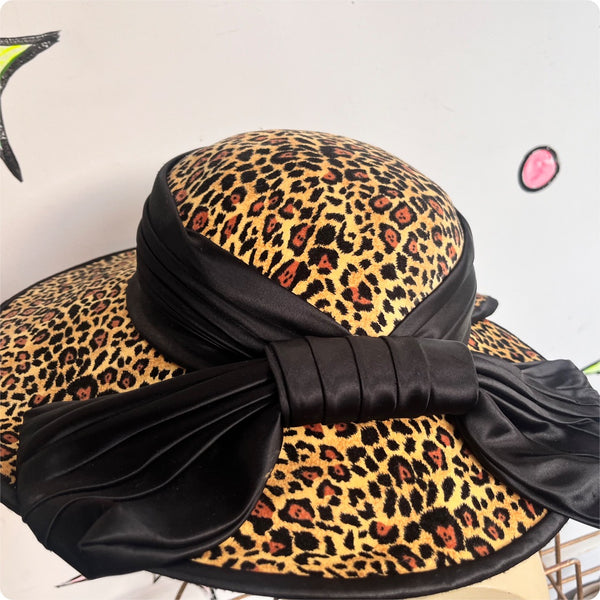 Vintage 50s | Halo Saucer Tilt Hat Delia Deetz Goth Beetlejuice | Leopard Print