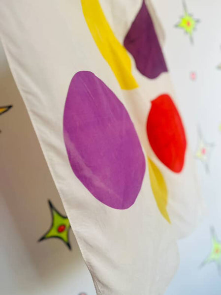 Vintage Rainbow Polka Dot Silk Scarf | Wearable Art Grunge 1940s Magician Style