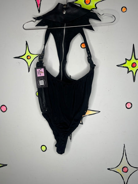 XTC Studded Leather Sexy Vampire Cutout Goth Dominatrix Harness Fetish Bodysuit