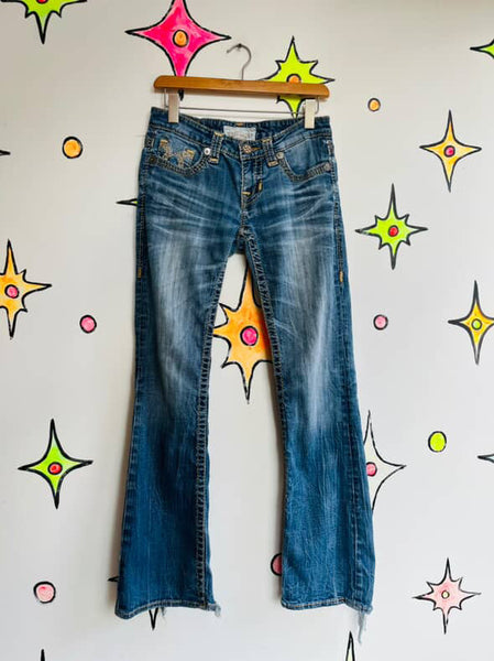 Y2K Big Star Embellished Low-Rise Jeans Indie Sleaze Fairy Grunge Flares – 26R