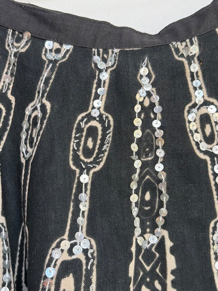 Vintage Cotton Whimsy Goth Circle Skirt Beaded Twirl Skirt Boho Fairy Grunge M