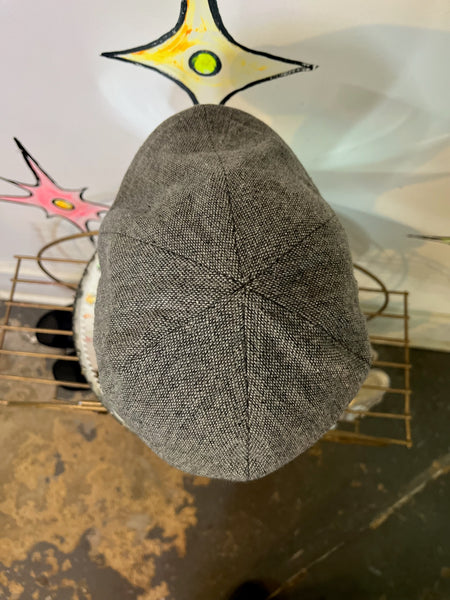 Vintage Gray Herringbone Tweed Wool Newsboy Cap – Gatsby Style Hat – M/L