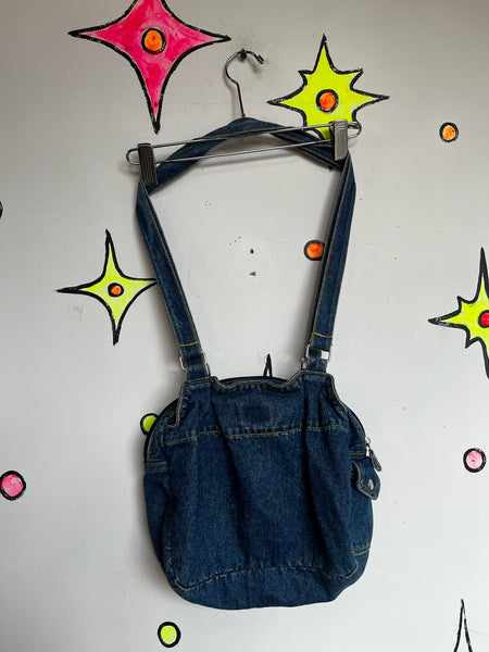 Vintage 80s Blue Denim Multi-Pocket Crossbody Bag – Fairy Grunge Boho Purse