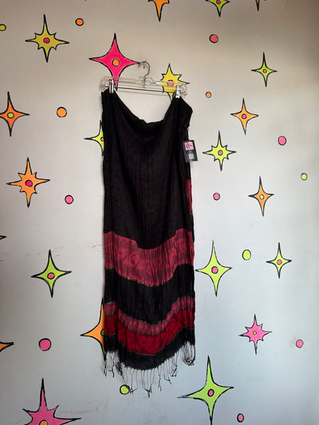 Black Red Gauzy Scarf Wrap Whimsy Goth Grunge Witchy Boho Layering Shawl