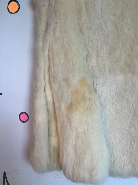 Vintage Rabbit Fur Jacket | Cream Old Money Luxe Glam Fur Coat XS S