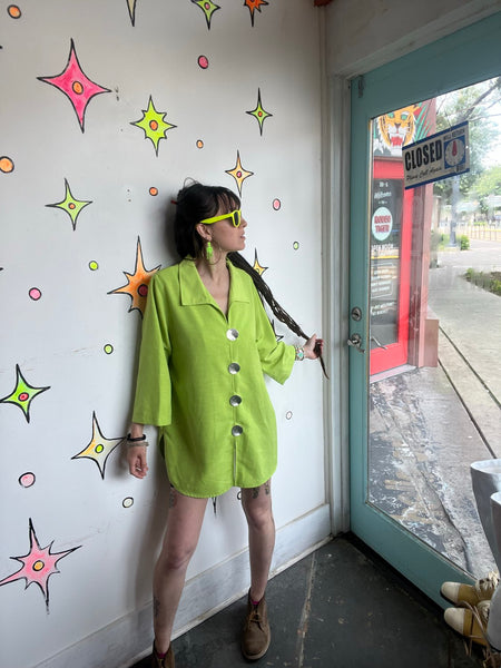 Lime green Neon Cyber Grunge Avant Garde Statement Blazer Maximalist XL