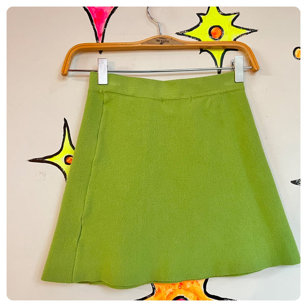 Vintage 90s Y2K | Green Knit Mini Skirt Grunge Fairy Emo Preppy | XS S