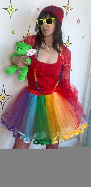 Rainbow Tutu Skirt Fairycore Clowncore Pride Costume Tulle Mini Skirt One Size