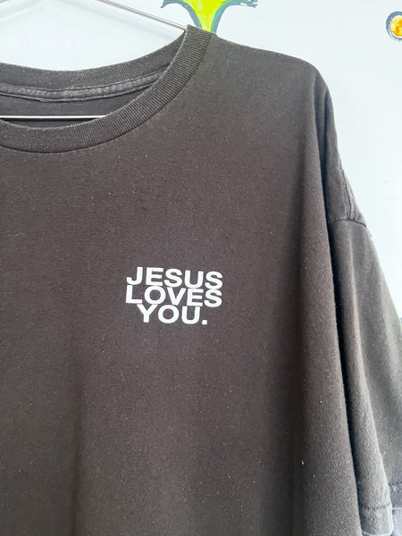 Vintage Jesus Loves You Graphic Tee Oversized Streetwear | Emo Skater T-Shirt XL