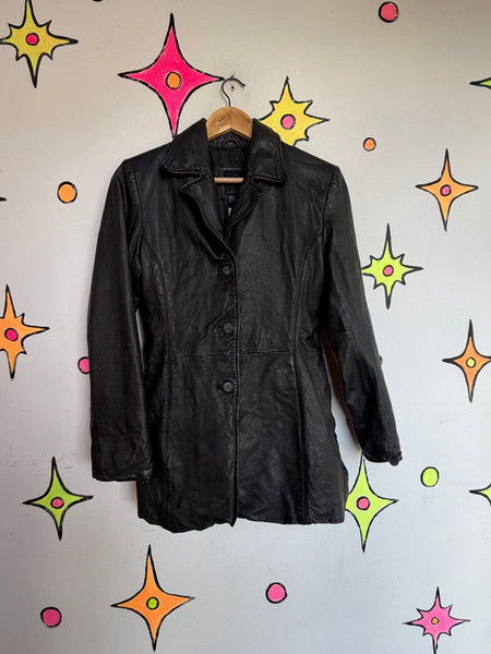 90s Y2K Leather Jacket JLC New York Grunge Goth Minimalist Rocker SM