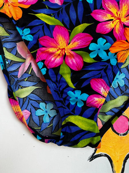 90s Catalina Hawaiian Bikini Bottoms High Cut Floral Swimsuit Y2K Beachwear M