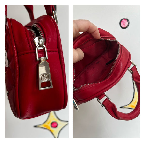 90s Y2K | Red Badgley Mischka Quilted Mini Purse Baby Vegan Leather Handbag