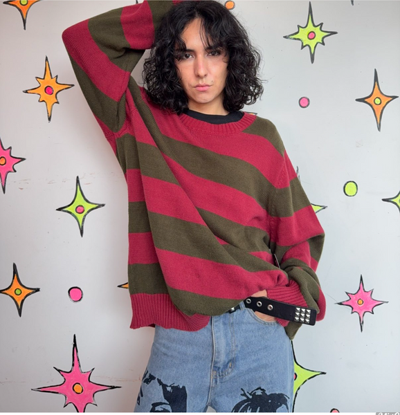 Vintage Freddy Krueger Sweater A Nightmare on Elm Street Horror Movie Knit XL+