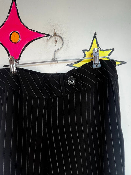 90s Y2K Pinstripe Flare Pants Low Rise Trousers Indie Sleaze Goth Grunge XS