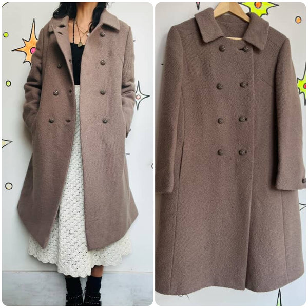 Vintage 50s/60s Wool Double Breasted Coat - Classic Old Hollywood Glam - M / L